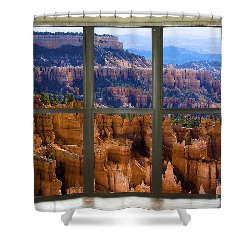 'window Canvas Wraps' Shower Curtain featuring the photograph Bryce Canyon Bay Window View by James BO Insogna