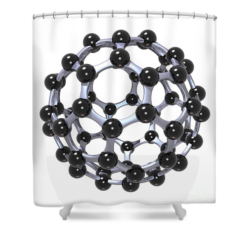 Allotrope Shower Curtain featuring the digital art Buckminsterfullerene or Buckyball C60 18 by Russell Kightley