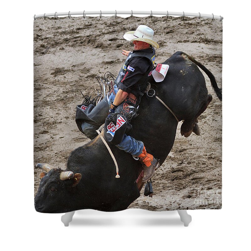 Tough Shower Curtain featuring the photograph Bull Riding by Louise Heusinkveld