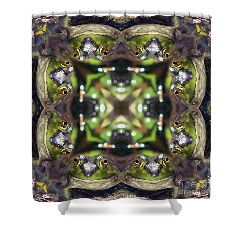 Animal Shower Curtain featuring the digital art Bullfrog Kaleidoscope by Smilin Eyes Treasures