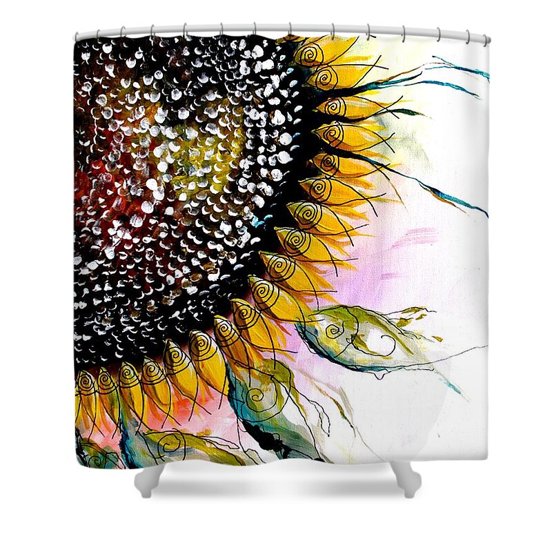 Sunflower Shower Curtain featuring the painting California Sunflower by J Vincent Scarpace