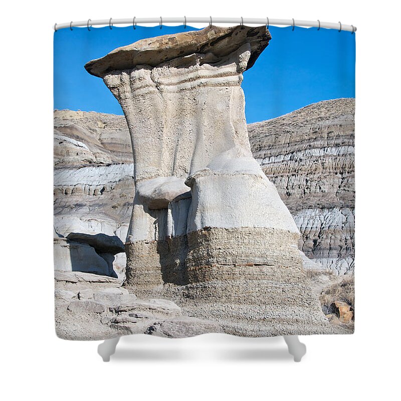 Hoodoos Shower Curtain featuring the photograph Capped Hoodoo by David Kleinsasser