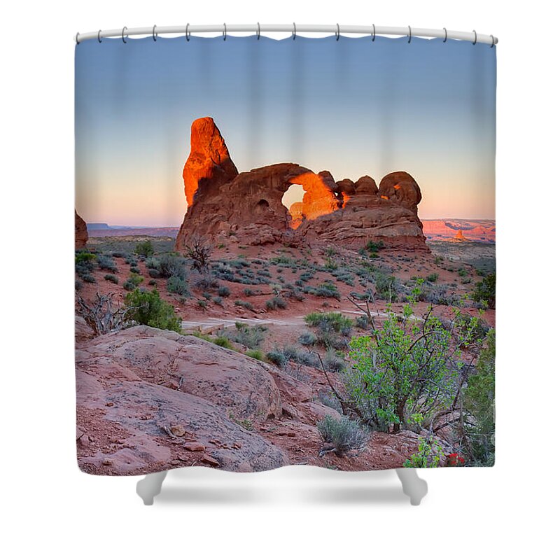 Arches National Park Shower Curtain featuring the photograph Capturing Sunlight by Sue Karski