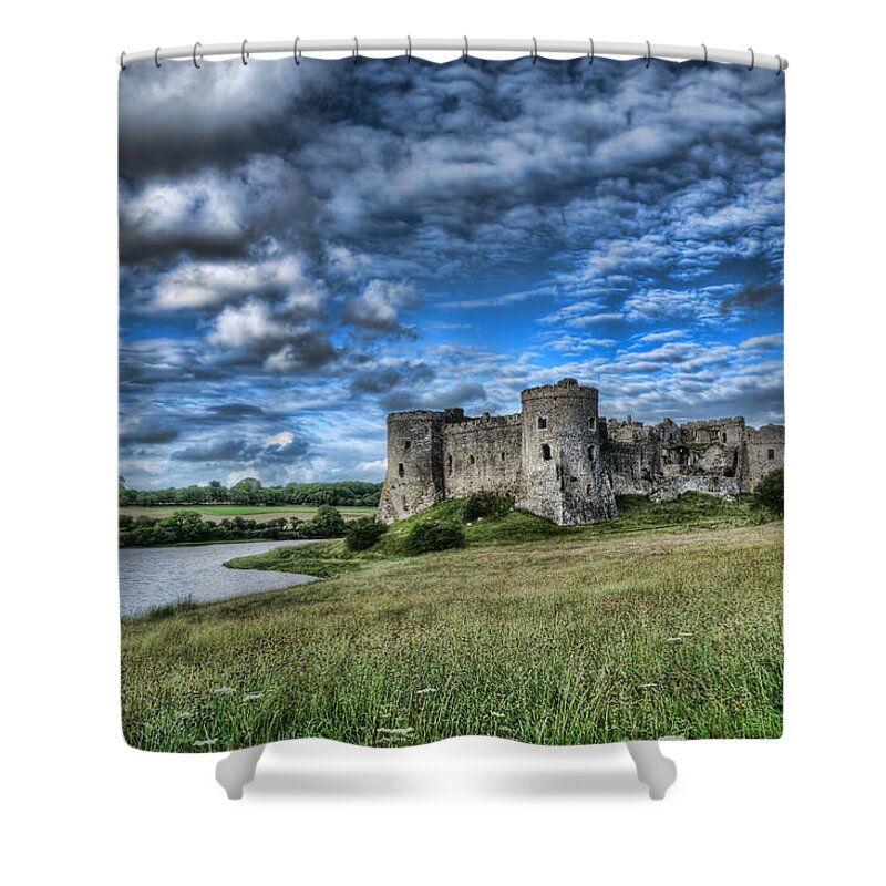 Carew Castle Shower Curtain featuring the photograph Carew Castle Pembrokeshire 3 by Steve Purnell