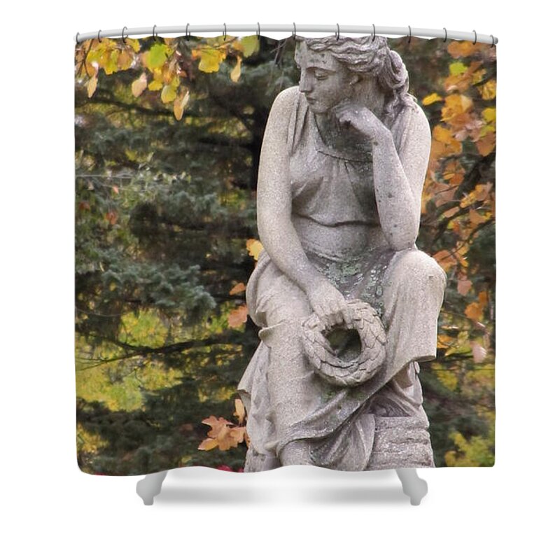 Cemetery Shower Curtain featuring the photograph Cemetery Statue 1 by Anita Burgermeister