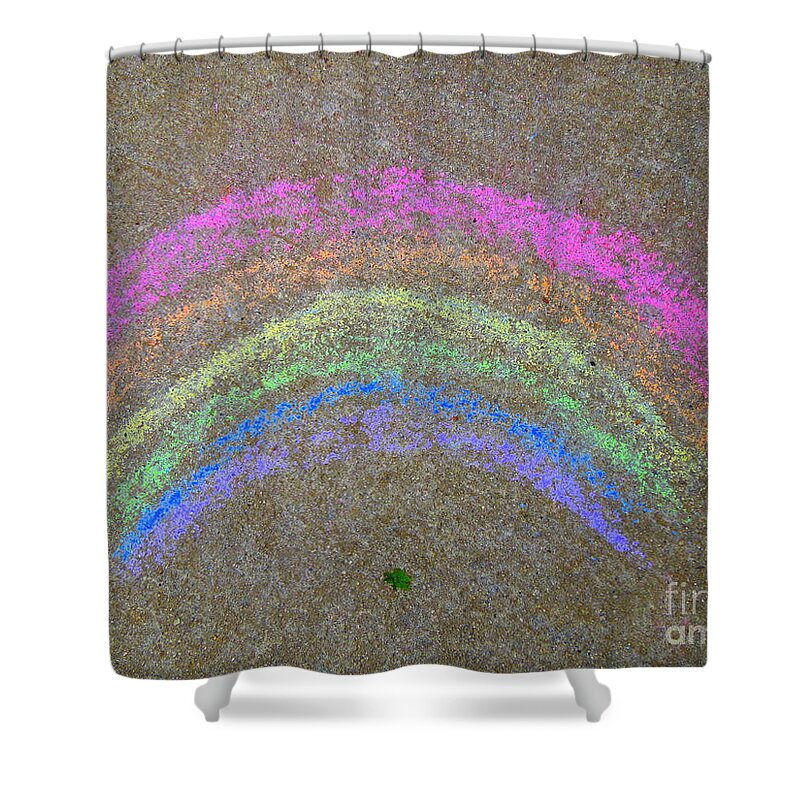 Rainbow Shower Curtain featuring the photograph Chalk Rainbow on Sidewalk by Renee Trenholm