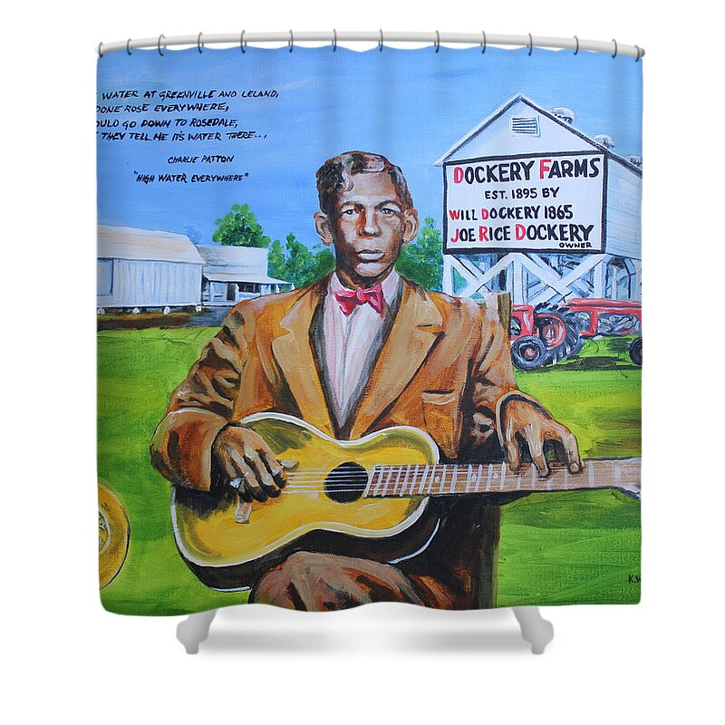 Charlie Patton Shower Curtain featuring the painting Charlie Patton by Karl Wagner
