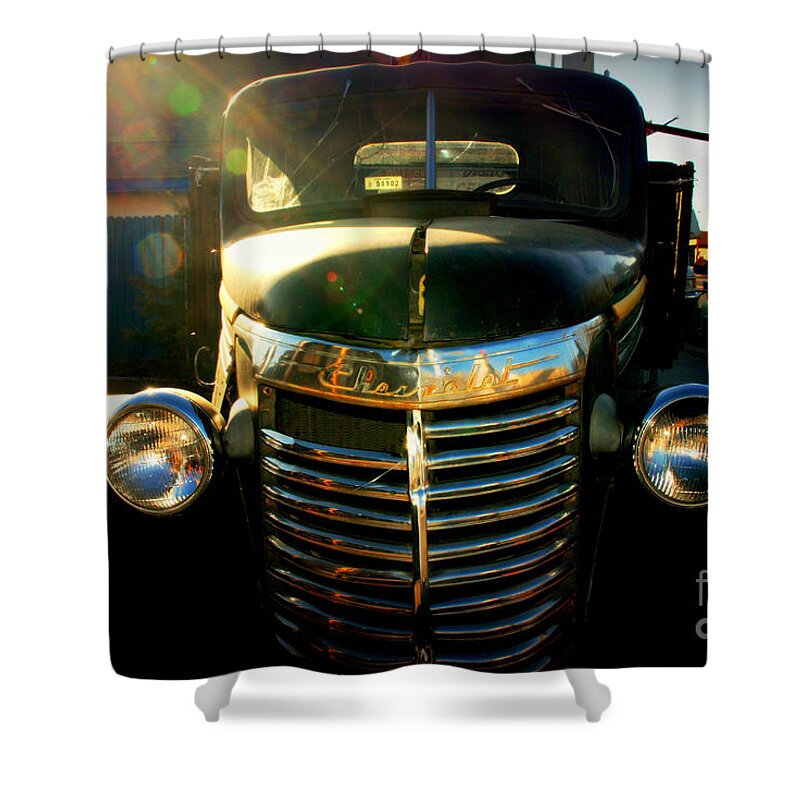Route 66 Shower Curtain featuring the photograph Chevrolet on Route 66 by Susanne Van Hulst