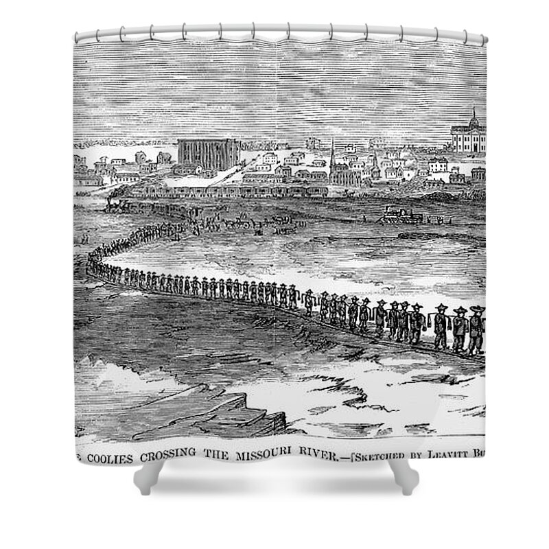 1870 Shower Curtain featuring the photograph Chinese Laborers, 1870 by Granger