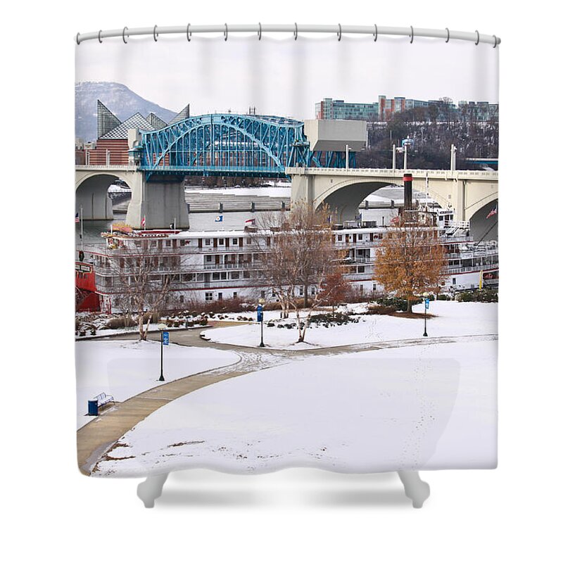 Delta Queen Shower Curtain featuring the photograph Christmas Snow by Tom and Pat Cory
