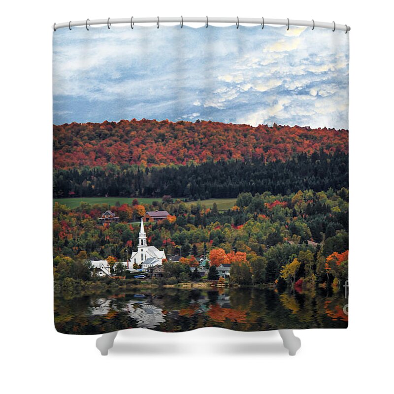 Canada Shower Curtain featuring the photograph Church by the Lake by Brenda Giasson