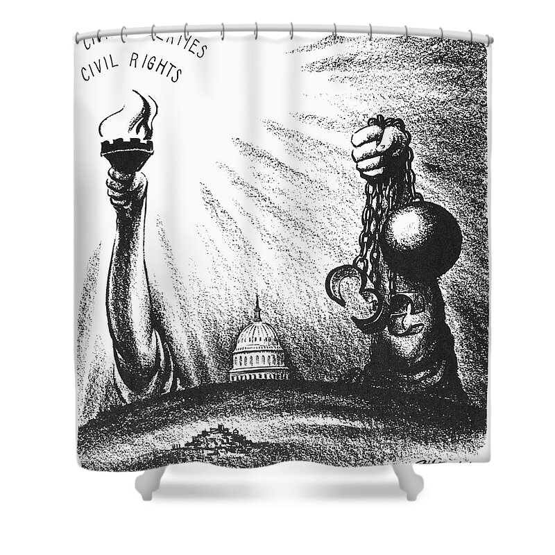 1953 Shower Curtain featuring the photograph Civil Rights Cartoon, 1953 by Granger
