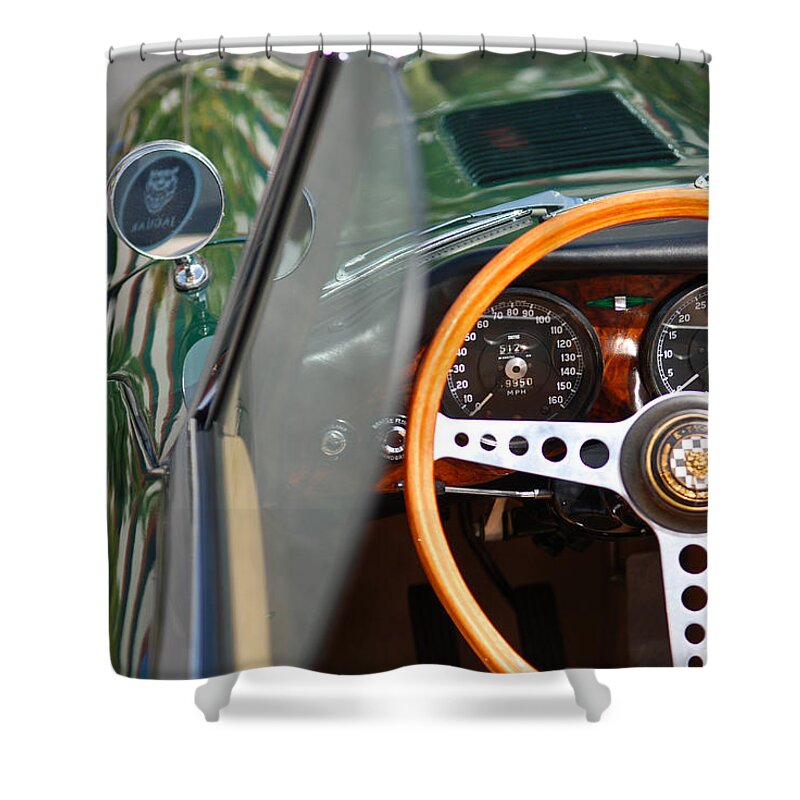 Jaguar Shower Curtain featuring the photograph Classic Green Jaguar Artwork by Shane Kelly