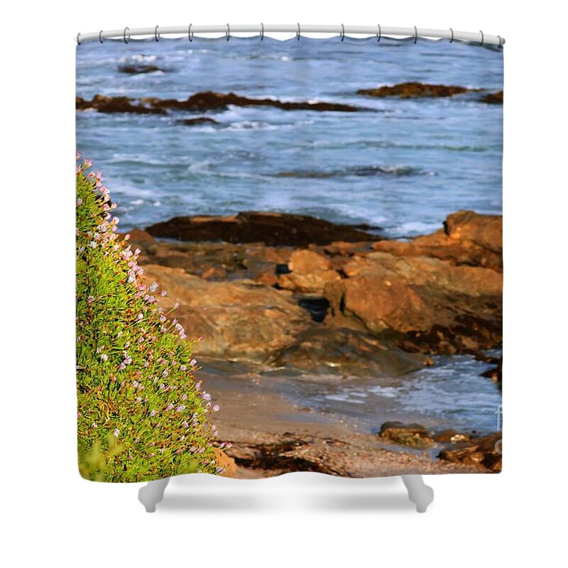 Cliff Shower Curtain featuring the photograph Cliff Flowers by Tap On Photo