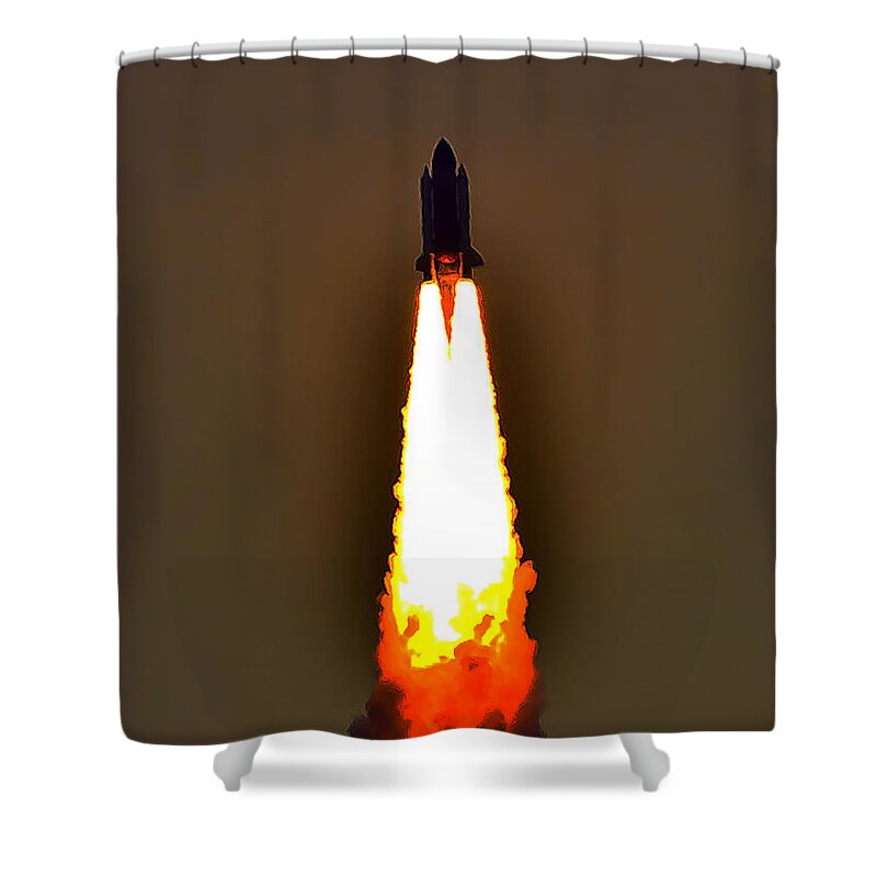 Endeavor Shower Curtain featuring the photograph Closer View of the Launch by Dorothy Cunningham