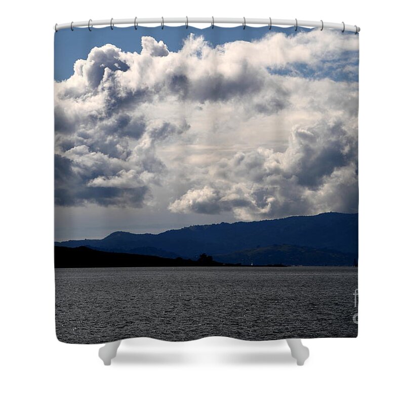Landscape Shower Curtain featuring the photograph Clouds Over Mount Tamalpais . 7D13713 by Wingsdomain Art and Photography