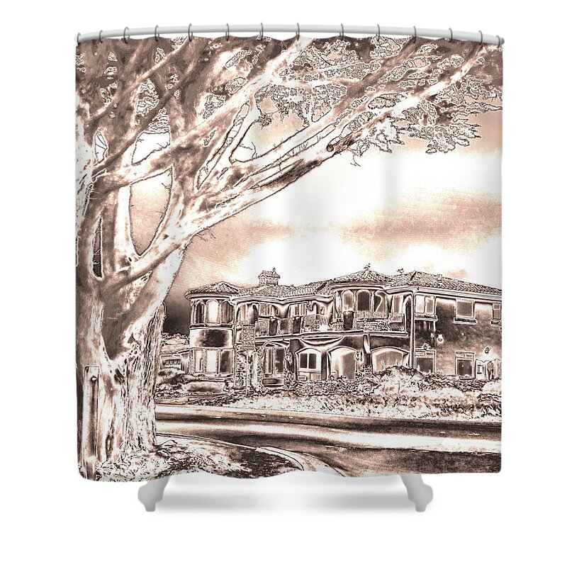 Architecture Shower Curtain featuring the digital art Coastal Architecture by Joyce Dickens