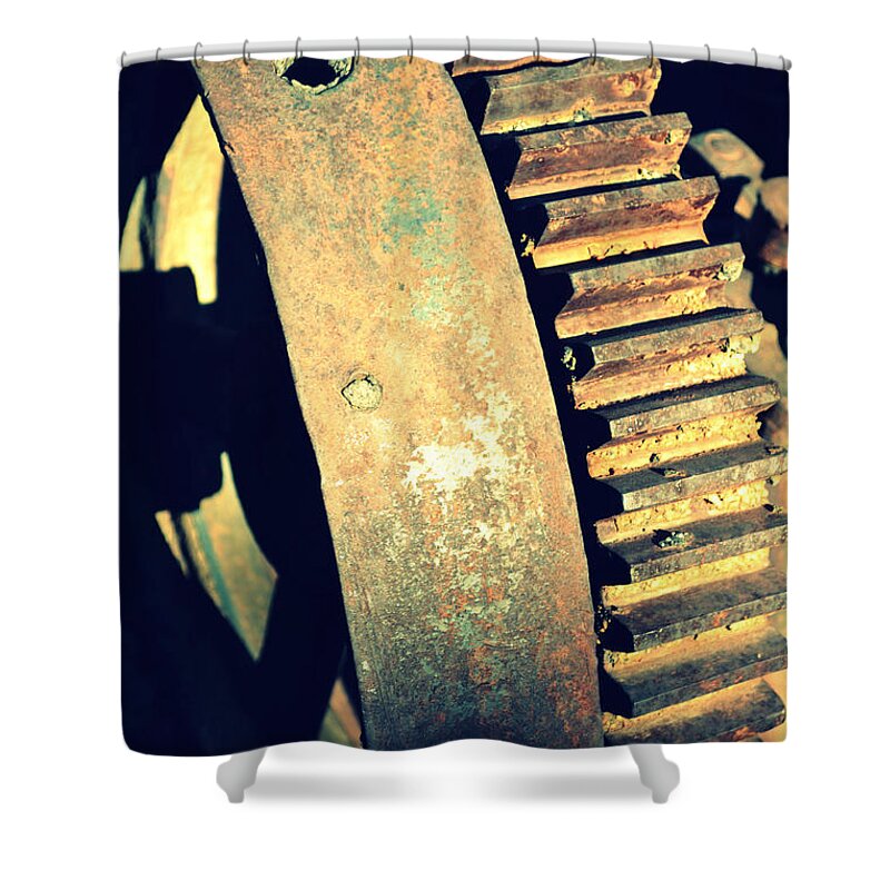 Machinery Shower Curtain featuring the photograph cog by Diane montana Jansson