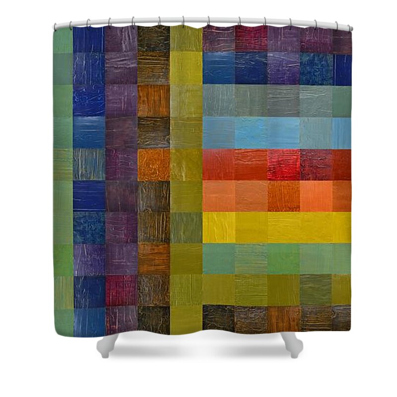Abstract Shower Curtain featuring the digital art Collage Color Study Sketch by Michelle Calkins