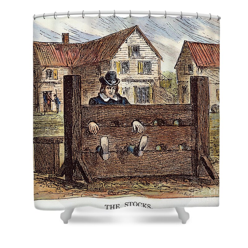 17th Century Shower Curtain featuring the photograph Colonial Stocks by Granger