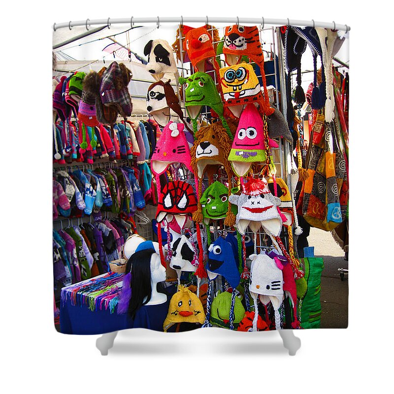 Colorful Hat Shower Curtain featuring the photograph Colorful Character Hats by Kym Backland