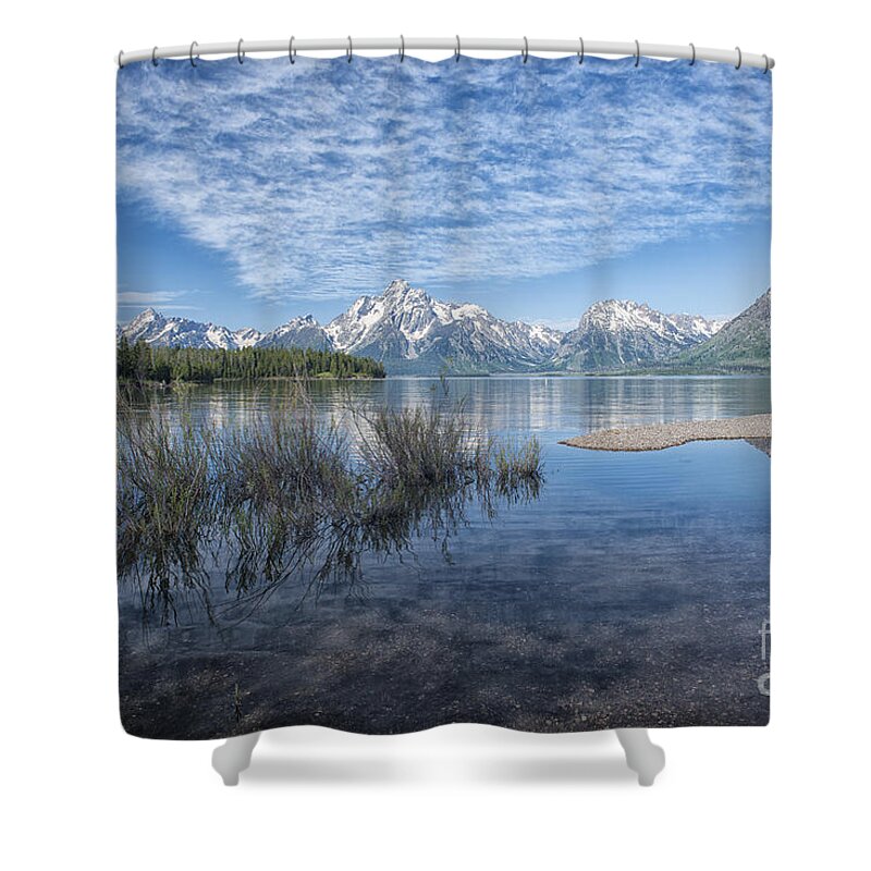 Grand Shower Curtain featuring the photograph Colter Bay Morning - Grand Teton by Sandra Bronstein