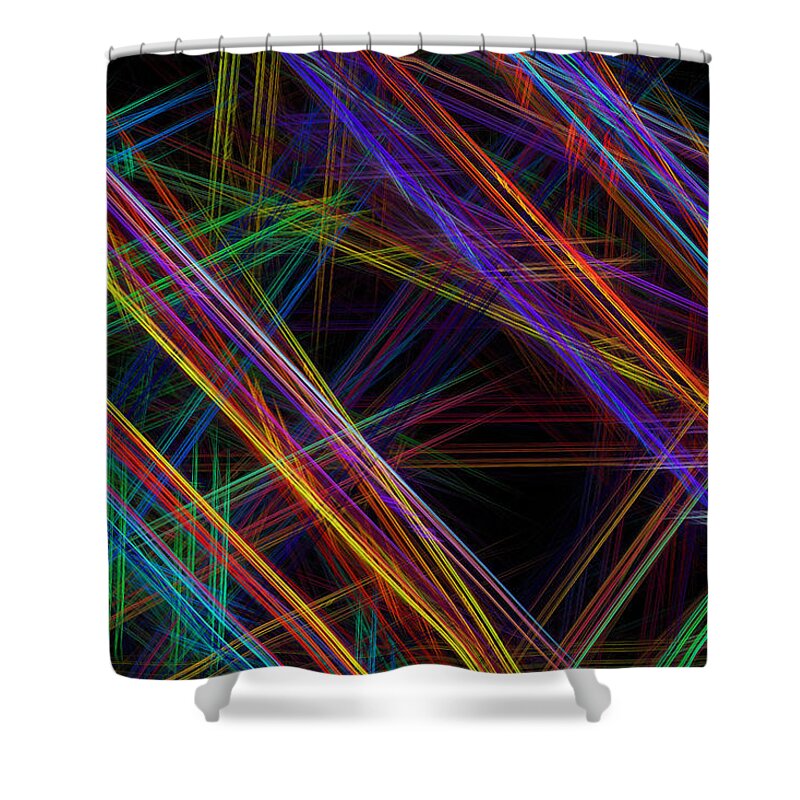 Power Shower Curtain featuring the digital art Computer Generated Lines Abstract Fractal Flame Modern Art by Keith Webber Jr