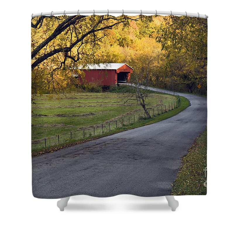 Road Shower Curtain featuring the photograph Country Lane - D007732 by Daniel Dempster