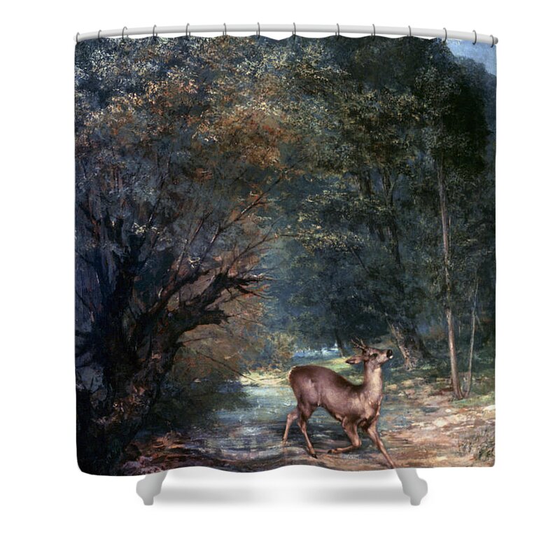 1866 Shower Curtain featuring the photograph Courbet: Hunted Deer, 1866 by Granger
