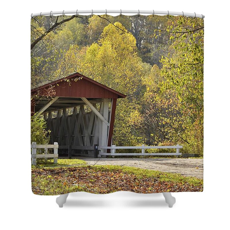 Covered Bridge Shower Curtain featuring the photograph Everett Covered Bridge by Ann Bridges