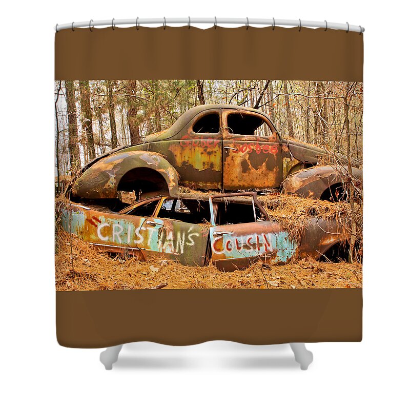 Junk Yard Shower Curtain featuring the photograph Cristian's Cousin by Tom and Pat Cory