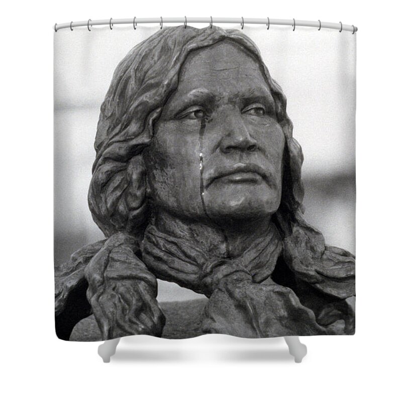 'chief Niwot' Shower Curtain featuring the photograph Crying Chief Niwot by James BO Insogna