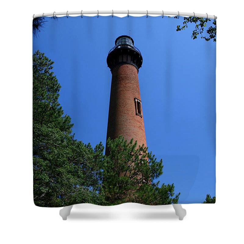 Outer Banks Shower Curtain featuring the photograph Currituck Lighthouse by Karen Harrison Brown