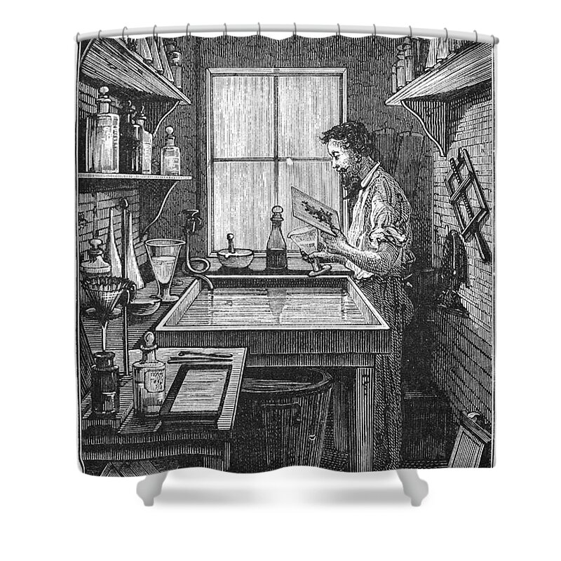 19th Century Shower Curtain featuring the photograph DARKROOM, 19th CENTURY by Granger