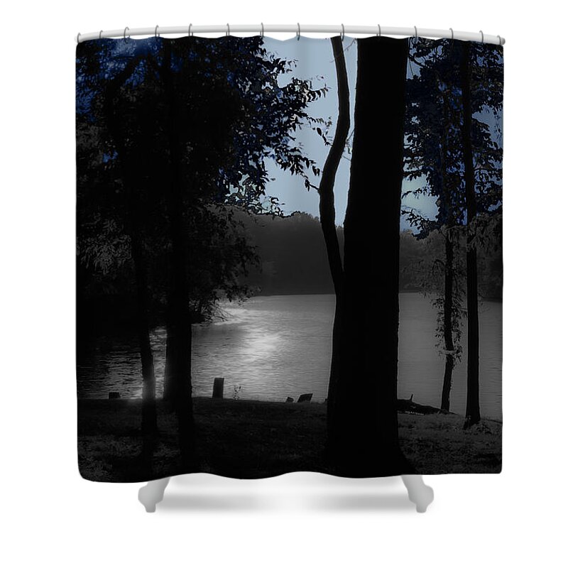 Lake Shower Curtain featuring the photograph Day or Night by DigiArt Diaries by Vicky B Fuller