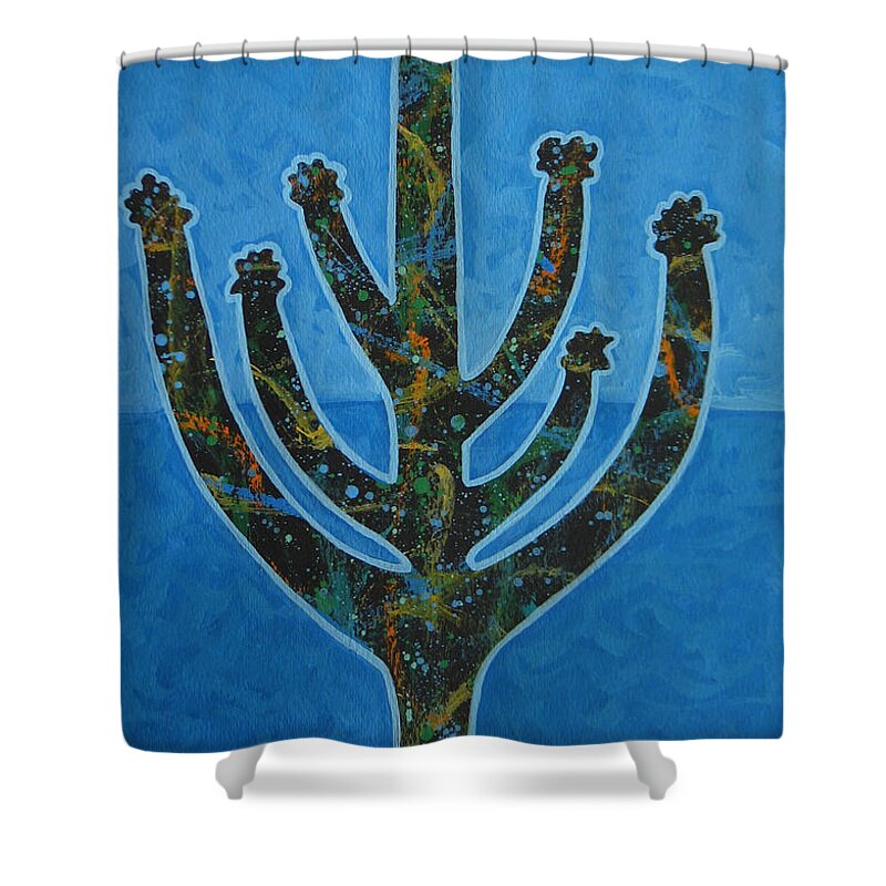 Cactus Shower Curtain featuring the painting Desert Blue by Lance Headlee