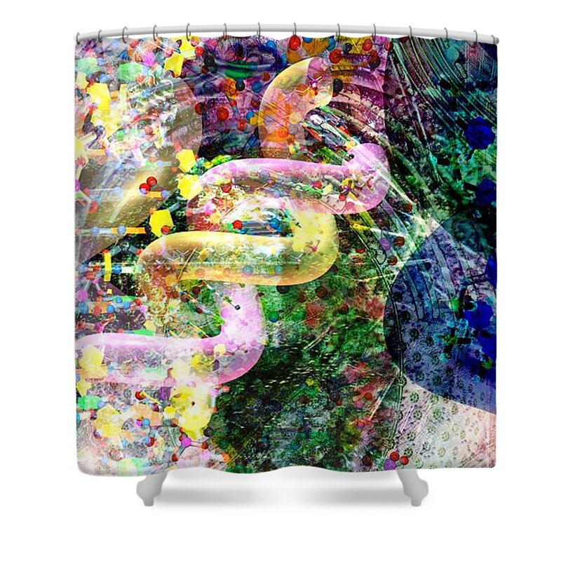 Abstract Shower Curtain featuring the digital art DNA Dreaming 2 by Russell Kightley