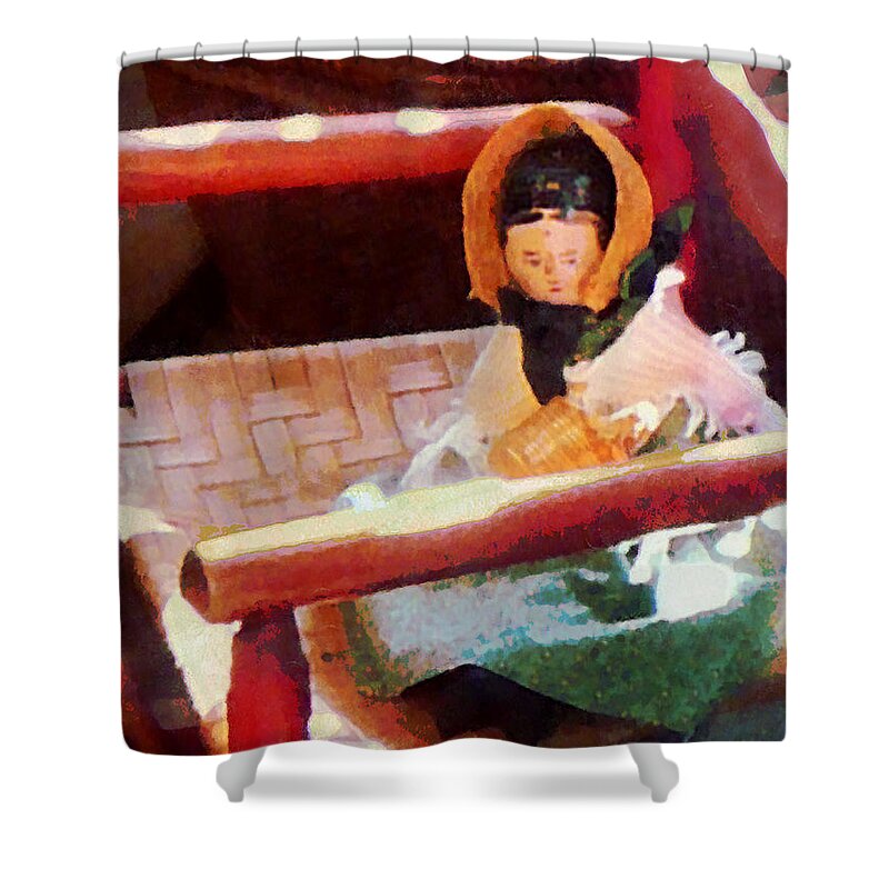 Doll Shower Curtain featuring the photograph Doll on Red Chair by Susan Savad