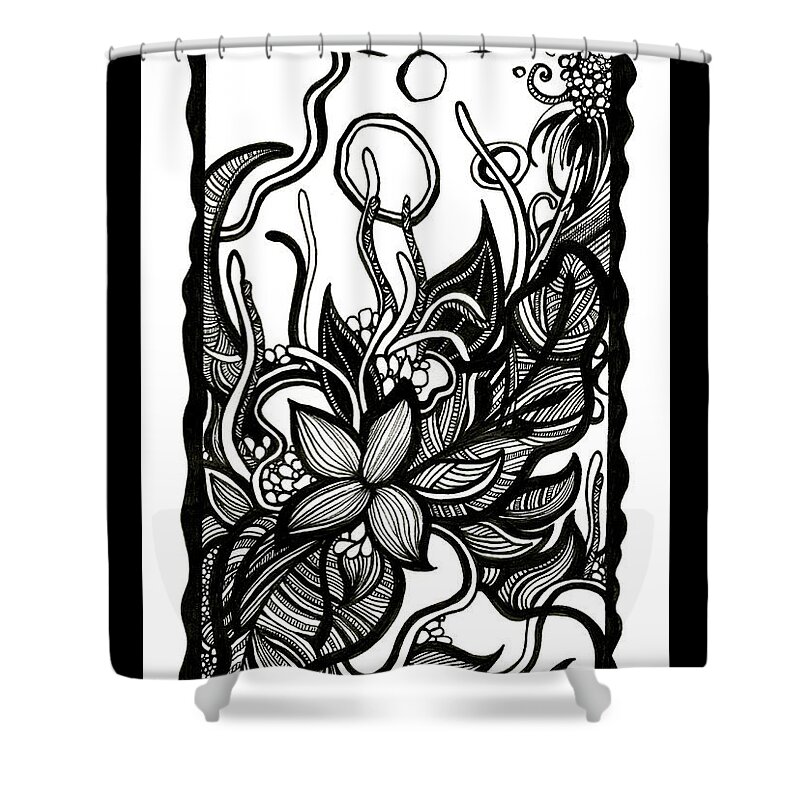 Flowers Shower Curtain featuring the drawing Intertwined by Danielle Scott