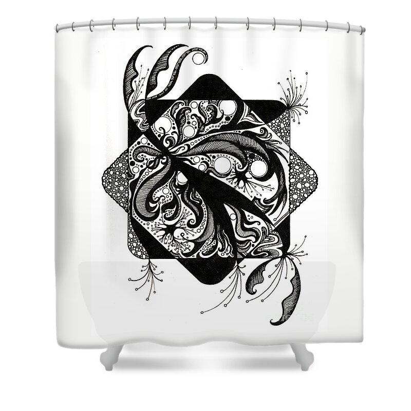 Abstract Shower Curtain featuring the drawing No Boundaries by Danielle Scott