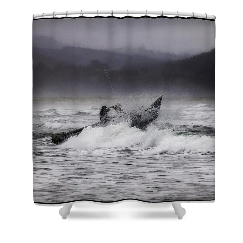 Dory Shower Curtain featuring the photograph Dory Launch by Tiana McVay