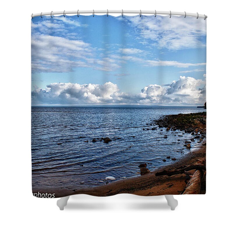 Lake Superior Shower Curtain featuring the photograph Driftwood Crossed by Rachel Cohen
