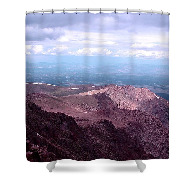 Pike's Peak Shower Curtain featuring the digital art Drive to the Sky by Barkley Simpson