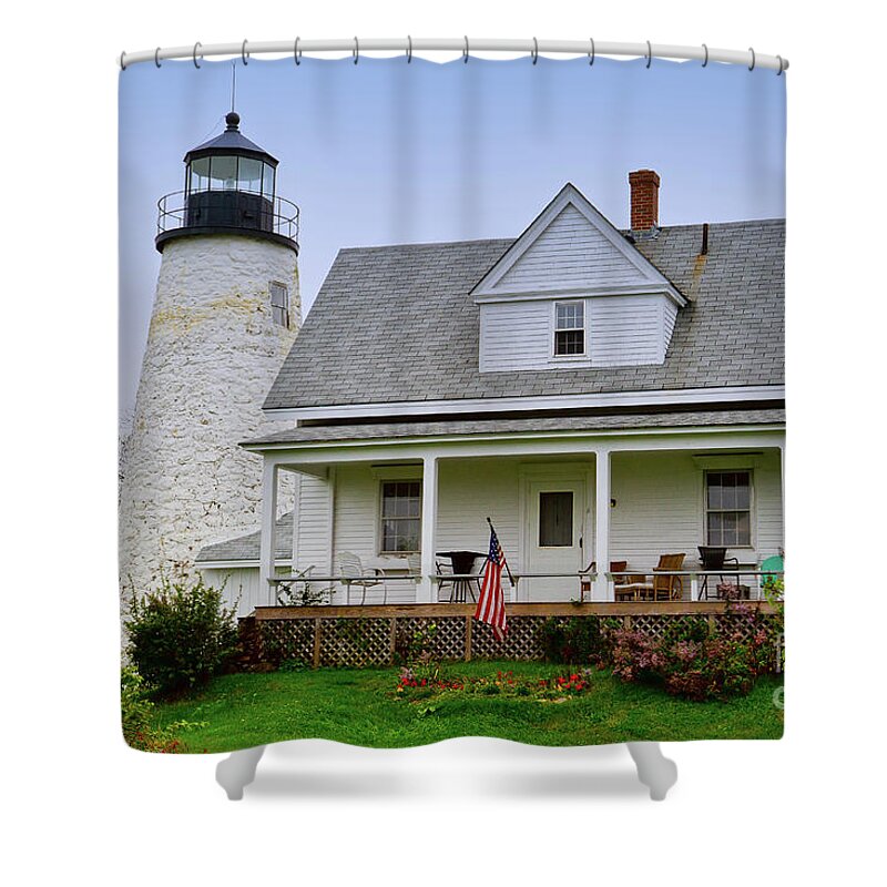 Castine Shower Curtain featuring the photograph Dyce Head Lighthouse by Sue Karski