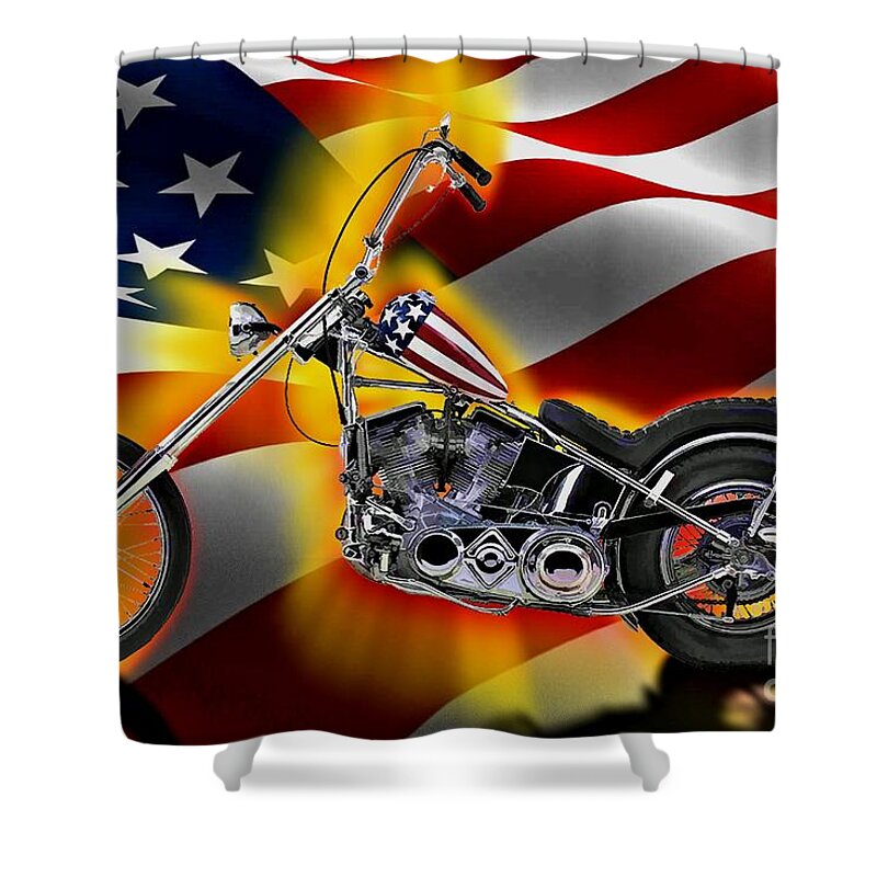 Chopper Shower Curtain featuring the digital art Easy Rider by Tommy Anderson