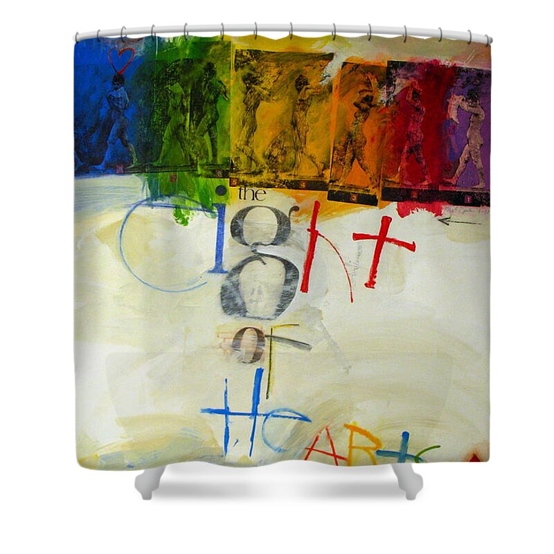 Acrylic Shower Curtain featuring the painting Eight of Hearts 34-52 by Cliff Spohn