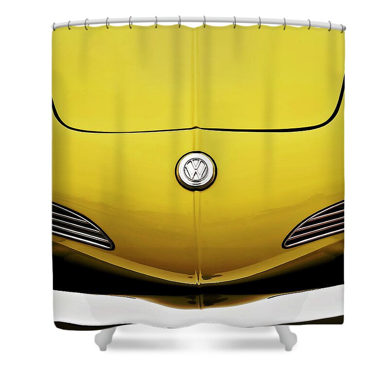 Volkswagen Shower Curtain featuring the digital art Electric Karmann by Douglas Pittman