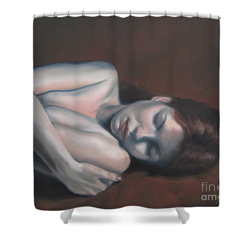 Noewi Shower Curtain featuring the painting Embrace by Jindra Noewi