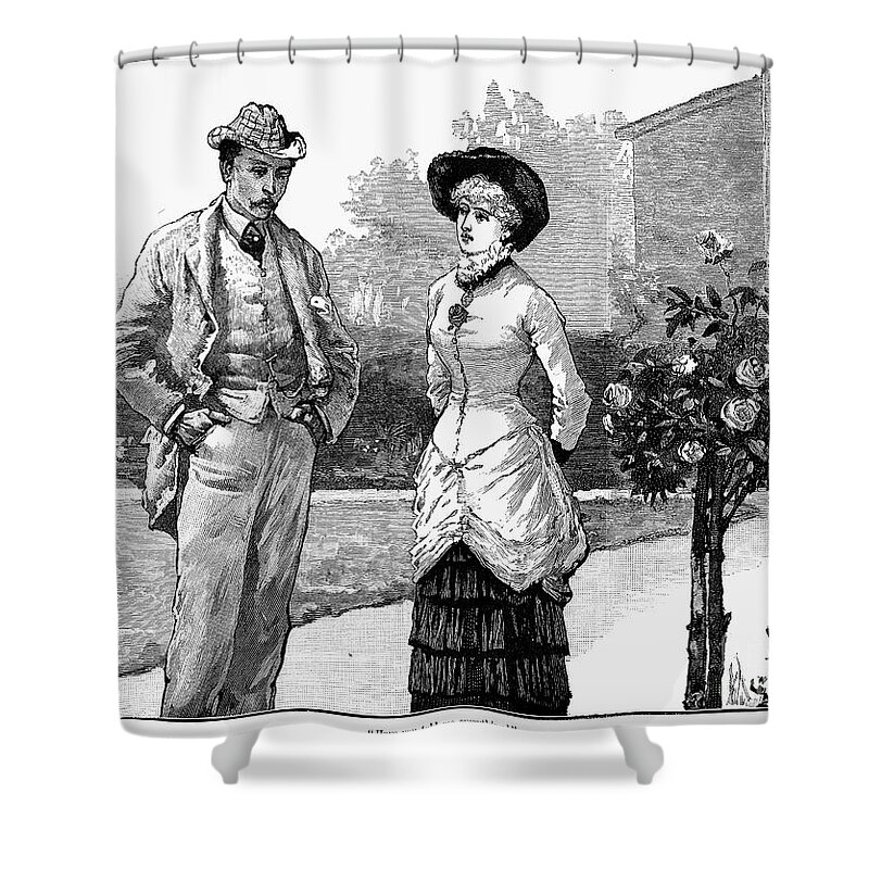 1883 Shower Curtain featuring the photograph English Couple, 1883 by Granger