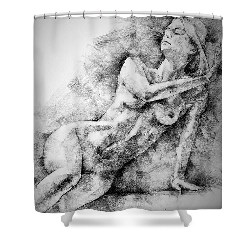 Erotic Shower Curtain featuring the drawing Erotic SketchBook Page 2 by Dimitar Hristov